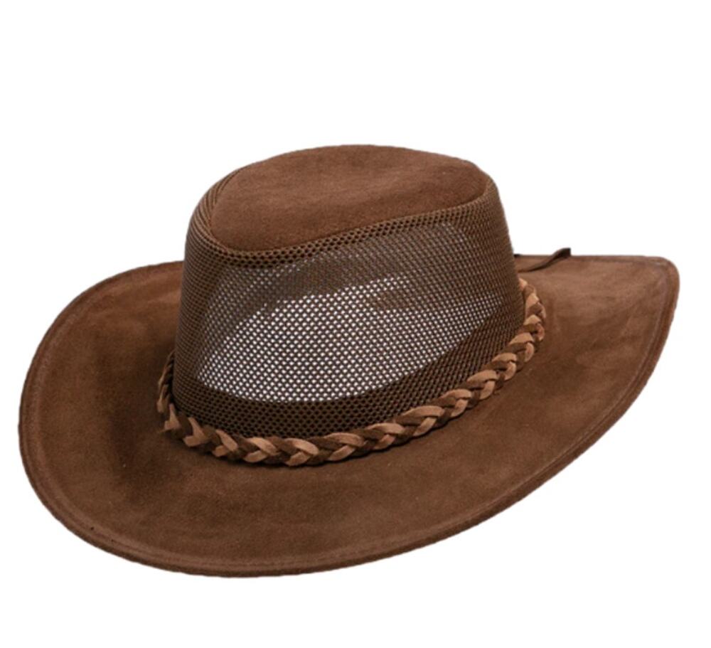 Henschel Hat Habit Wrangler Hat UPF 50+ Explorer Braided Tie USA Tan Suede L